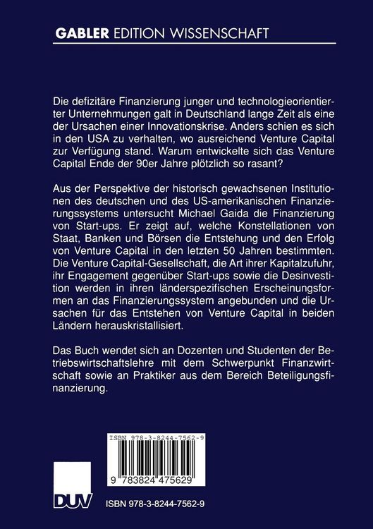Produktbild: Venture Capital in Deutschland und den USA