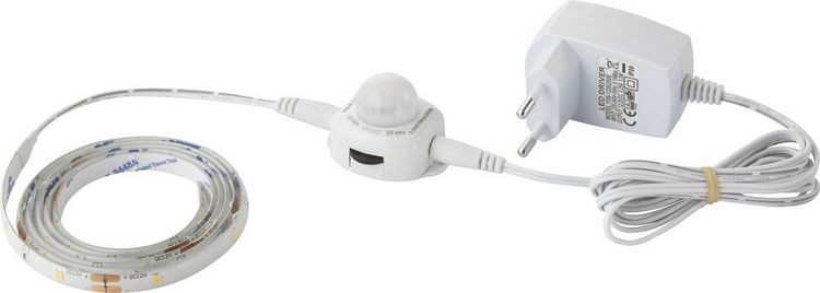 2x LED Band Mit Bewegungsmelder, 2m, Batteriebetrieben & USB-aufladbar, 3500K Warmweiß, Für Schrank & Flur