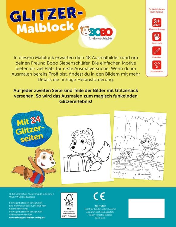 Produktbild: Bobo Siebenschl&auml;fer Glitzer-Malblock