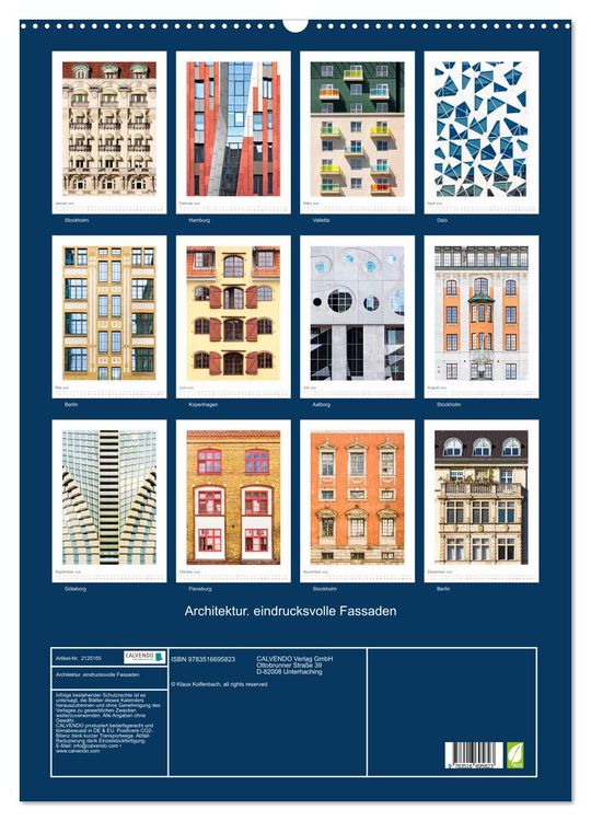 Produktbild: Architektur. eindrucksvolle Fassaden (Wandkalender 2026 DIN A2 hoch), CALVENDO Monatskalender