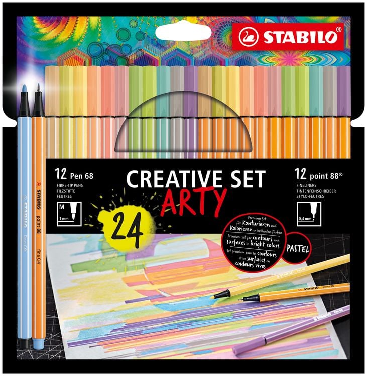 Produktbild: STABILO Filzstift/Fineliner 12x Pen 68 / 12x point 88 CREATIVE SET ARTY