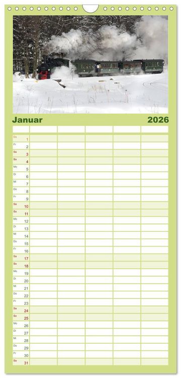 Produktbild: Familienplaner 2026 - Schmalspurbahnen in Sachsen Anhalt mit 5 Spalten (Wandkalender, 21 x 45 cm) CALVENDO