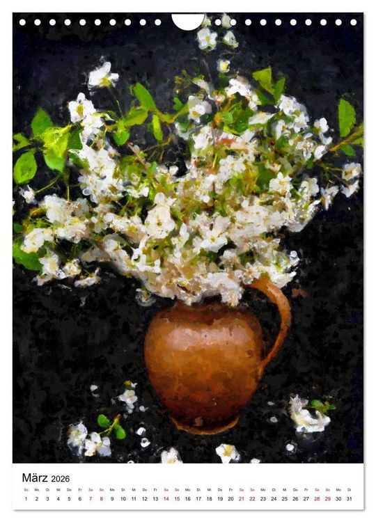 Produktbild: Bl&uuml;tenzauber - Gemalte Blumenstr&auml;u&szlig;e auf dem Tisch (Wandkalender 2026 DIN A4 hoch), CALVENDO Monatskalender