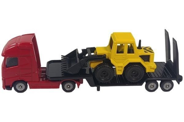 Produktbild: Siku 1616 - Volvo Tieflader mit Radlader rot/gelb, 155x36x46mm
