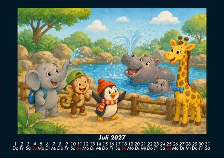Produktbild: Ein Jahr im Zoo mit Raffi und Freunden 2027 Fotokalender DIN A5