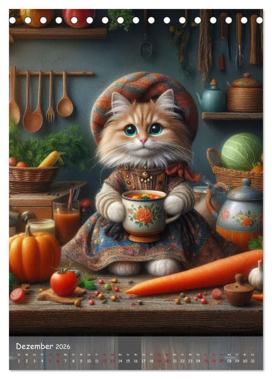 Produktbild: Katzen im Boho-Look - Ein Jahr voller Vielfalt und Charme mit niedlichen Samtpfoten (Tischkalender 2026 DIN A5 hoch), CALVENDO Monatskalender