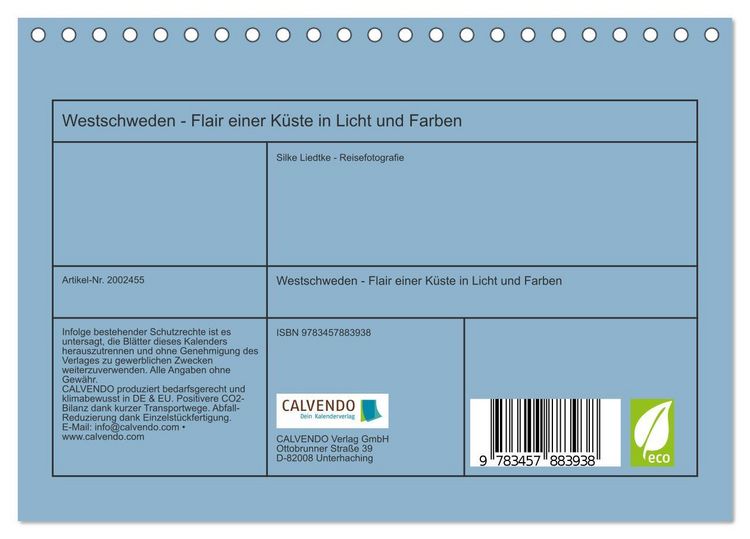 Produktbild: Westschweden - Flair einer K&uuml;ste in Licht und Farben (Tischkalender 2026 DIN A5 quer), CALVENDO Monatskalender