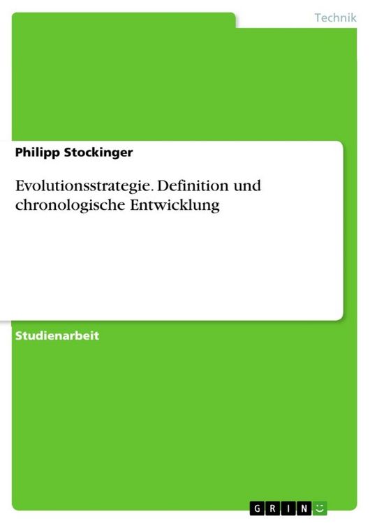 Produktbild: Evolutionsstrategie. Definition und chronologische Entwicklung