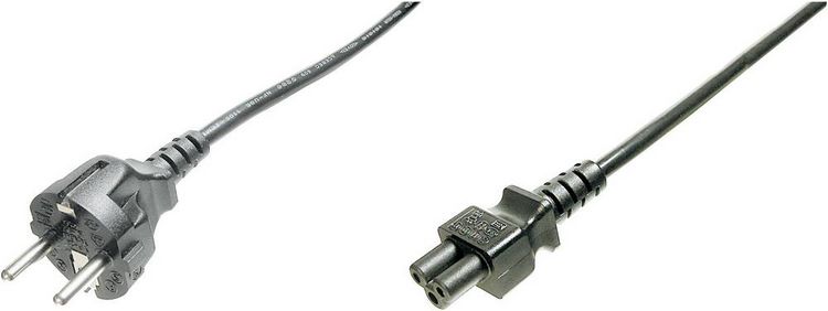 Produktbild: Digitus Strom Anschlusskabel [1x Schutzkontakt-Stecker - 1x Kleeblatt-Buchse C5] 0.75 m Schwarz