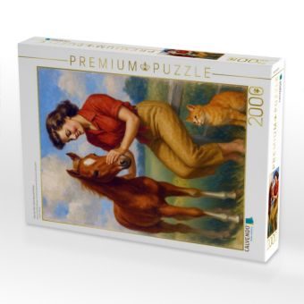 Produktbild: CALVENDO Puzzle Frau der 50er Jahre besucht Fohlen | 2000 Teile Lege-Gr&ouml;&szlig;e 90x67cm Foto-Puzzle f&uuml;r gl&uuml;ckliche Stunden