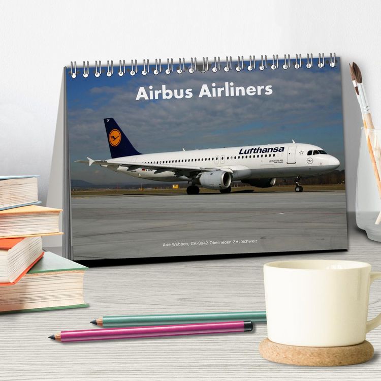 Produktbild: Airbus Airliners (Tischkalender 2026 DIN A5 quer), CALVENDO Monatskalender
