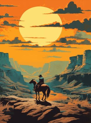Produktbild: CALVENDO Puzzle Canyon der Freiheit: Ein Cowboy im Abendrot | 2000 Teile Lege-Gr&ouml;&szlig;e 90x67cm Foto-Puzzle f&uuml;r gl&uuml;ckliche Stunden