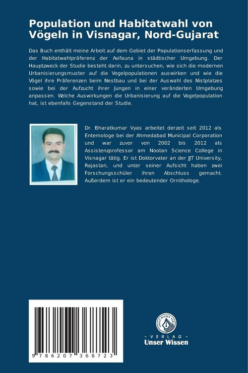 Produktbild: Population und Habitatwahl von V&ouml;geln in Visnagar, Nord-Gujarat