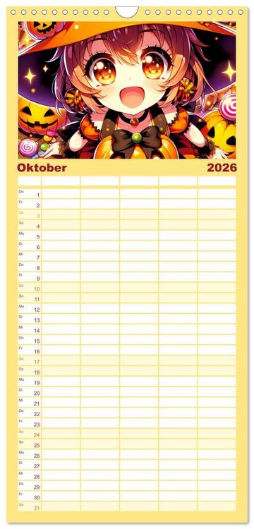 Produktbild: Familienplaner 2026 - Manga Momente - Mit KI entfachte Manga Magie mit 5 Spalten (Wandkalender, 21 x 45 cm) CALVENDO