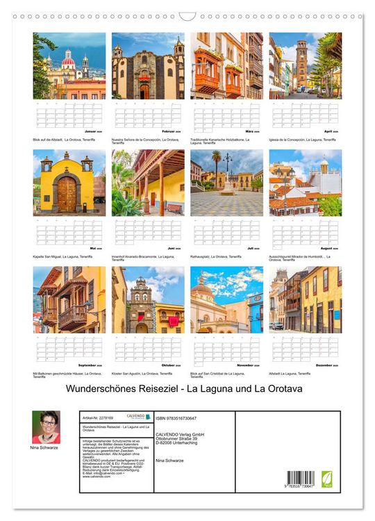 Produktbild: Wundersch&ouml;nes Reiseziel - La Laguna und La Orotava (Wandkalender 2026 DIN A2 hoch), CALVENDO Monatskalender
