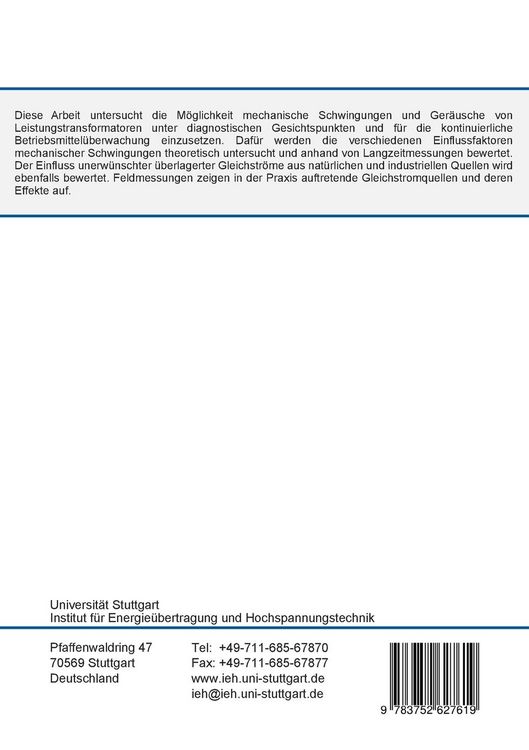 Produktbild: Mechanische Schwingungen und Ger&auml;usche von Leistungstransformatoren