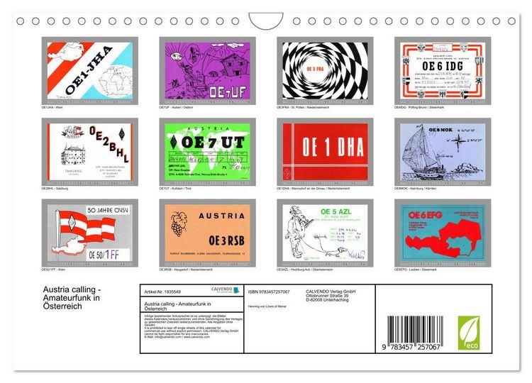 Produktbild: Austria calling - Amateurfunk in &Ouml;sterreich (Wandkalender 2026 DIN A4 quer), CALVENDO Monatskalender