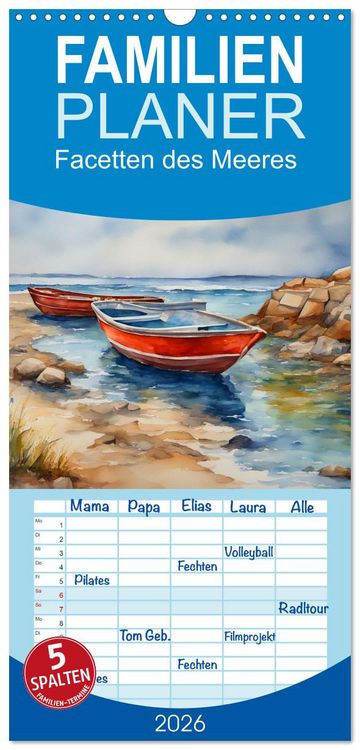 Produktbild: Familienplaner 2026 - Facetten des Meeres mit 5 Spalten (Wandkalender, 21 x 45 cm) CALVENDO