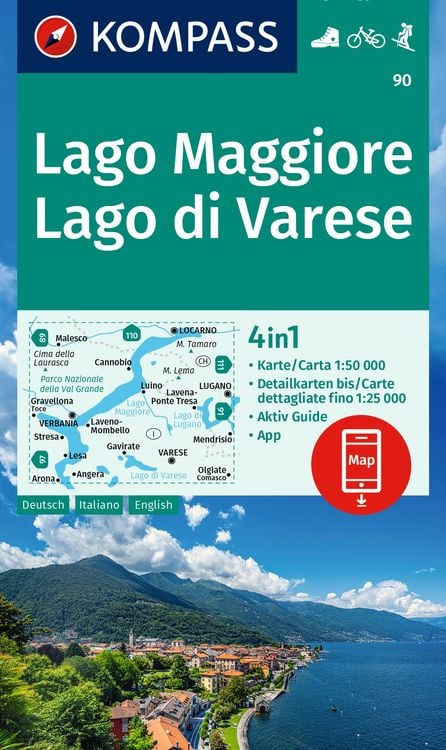 Bild vom Artikel KOMPASS Wanderkarte 90 Lago Maggiore, Lago di Varese 1:50.000 vom Autor 