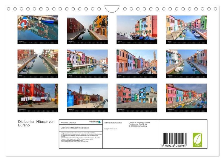 Produktbild: Die bunten H&auml;user von Burano (Wandkalender 2027 DIN A4 quer), CALVENDO Monatskalender