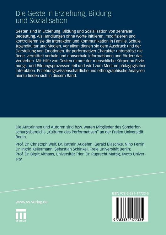 Produktbild: Die Geste in Erziehung, Bildung und Sozialisation