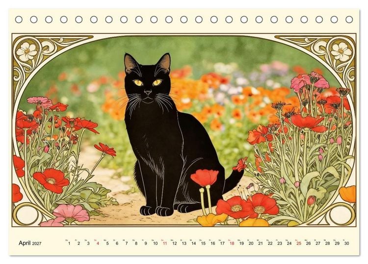 Produktbild: Zauberhafte Jugendstil-Katzen (Tischkalender 2027 DIN A5 quer), CALVENDO Monatskalender
