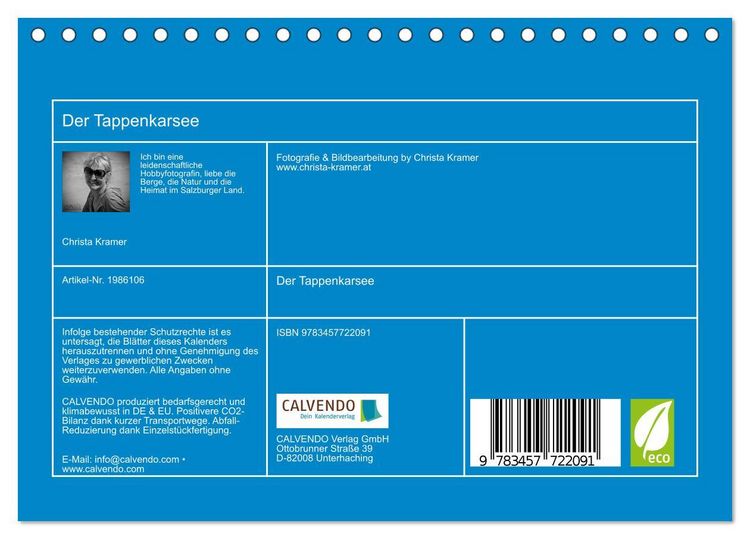 Produktbild: Der Tappenkarsee (Tischkalender 2026 DIN A5 quer), CALVENDO Monatskalender