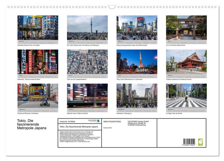 Produktbild: Tokio. Die faszinierende Metropole Japans (Wandkalender 2027 DIN A2 quer), CALVENDO Monatskalender