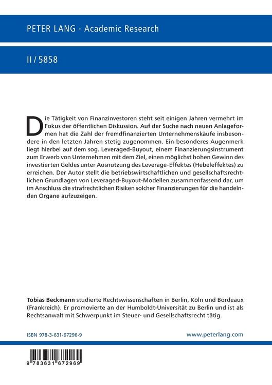 Produktbild: Die strafrechtliche Bewertung von Leveraged-Buyout-Modellen