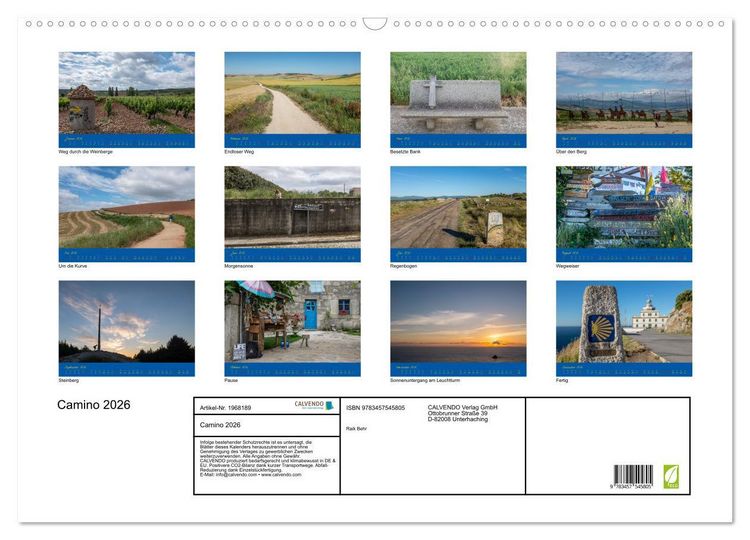 Produktbild: Camino 2026 (Wandkalender 2026 DIN A2 quer), CALVENDO Monatskalender
