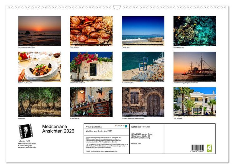 Produktbild: Mediterrane Ansichten 2026 (Wandkalender 2026 DIN A2 quer), CALVENDO Monatskalender