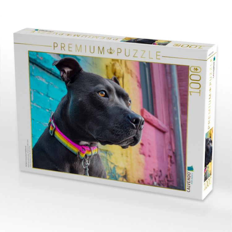 Produktbild: CALVENDO Puzzle Pit Bull mit buntem Halsband | 1000 Teile Lege-Gr&ouml;&szlig;e 64x48cm Foto-Puzzle f&uuml;r gl&uuml;ckliche Stunden