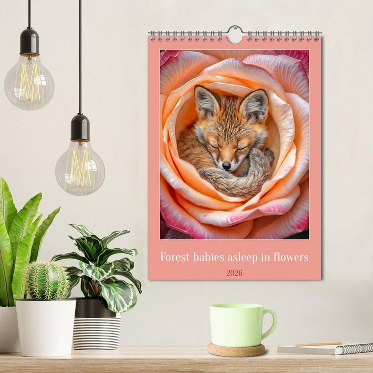 Produktbild: Forest babies asleep in flowers (Wall Calendar 2026 DIN A4 portrait), CALVENDO 12 Month Wall Calendar