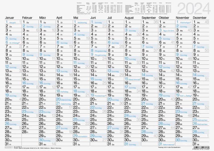 Produktbild: Brunnen Tafelkalender A3 1S/1J
