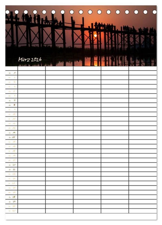Produktbild: Goldenes Myanmar - Familienkalender 2026 (Tischkalender 2026 DIN A5 hoch), CALVENDO Monatskalender