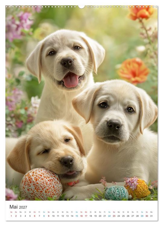 Produktbild: Mein Jahr mit Labradoren (Wandkalender 2027 DIN A2 hoch), CALVENDO Monatskalender