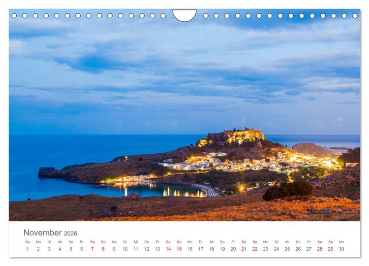 Produktbild: RHODOS Impressionen (Wandkalender 2026 DIN A4 quer), CALVENDO Monatskalender