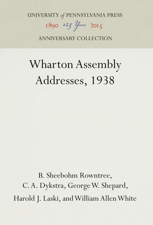 Produktbild: Wharton Assembly Addresses, 1938