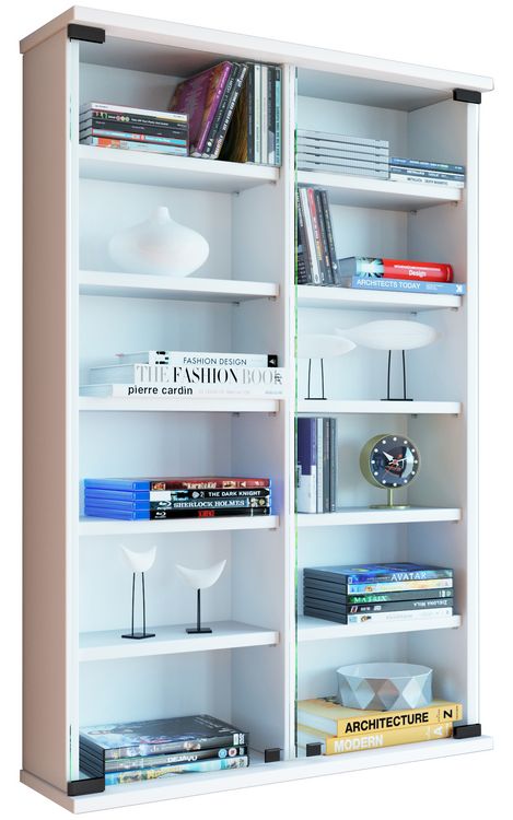 Produktbild: Holz CD DVD Wandregal Schrank Zuntisa Glast&uuml;r