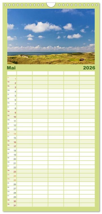 Produktbild: Familienplaner 2026 - J&uuml;tland. Zwischen Ringk&oslash;bing und Ribe mit 5 Spalten (Wandkalender, 21 x 45 cm) CALVENDO