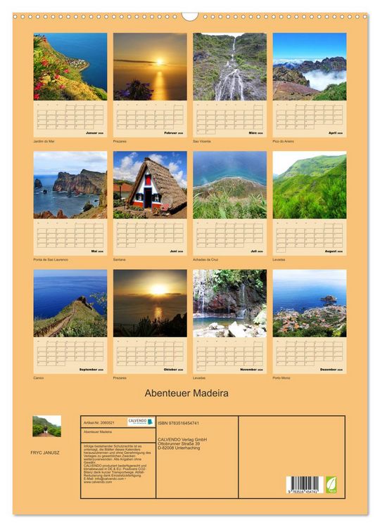 Produktbild: Abenteuer Madeira (Wandkalender 2026 DIN A2 hoch), CALVENDO Monatskalender