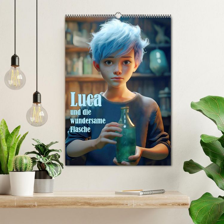 Produktbild: Luca und die wundersame Flasche (Wandkalender 2026 DIN A2 hoch), CALVENDO Monatskalender