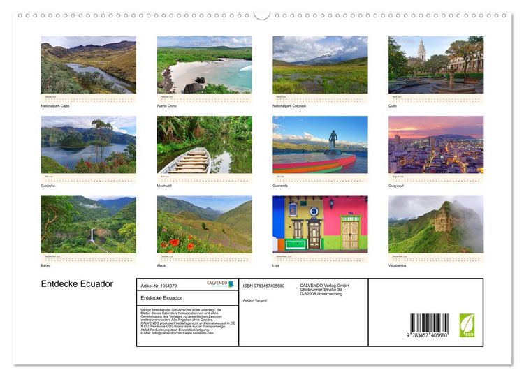 Produktbild: Entdecke Ecuador (hochwertiger Premium Wandkalender 2026 DIN A2 quer), Kunstdruck in Hochglanz