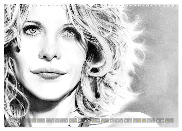 Produktbild: Hollywood Ikonen in Bleistift (hochwertiger Premium Wandkalender 2026 DIN A2 quer), Kunstdruck in Hochglanz