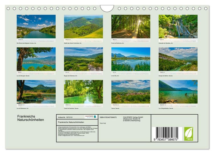 Produktbild: Frankreichs Natursch&ouml;nheiten (Wandkalender 2026 DIN A4 quer), CALVENDO Monatskalender