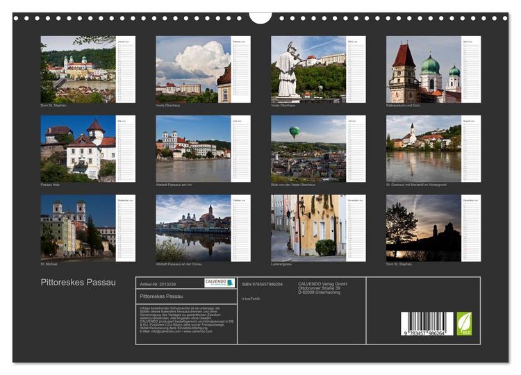 Produktbild: Pittoreskes Passau (Wandkalender 2026 DIN A3 quer), CALVENDO Monatskalender