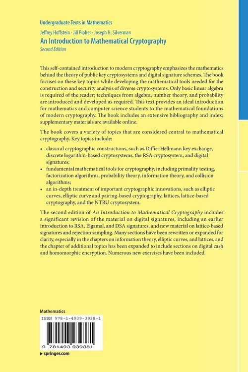 Produktbild: An Introduction to Mathematical Cryptography