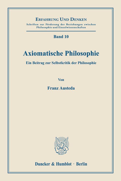 Produktbild: Axiomatische Philosophie.