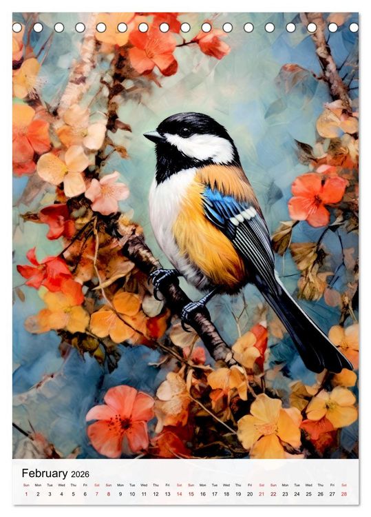 Produktbild: Birds in Living Color (Desk Calendar 2026 DIN A5 portrait), CALVENDO 12 Month DeskCalendar