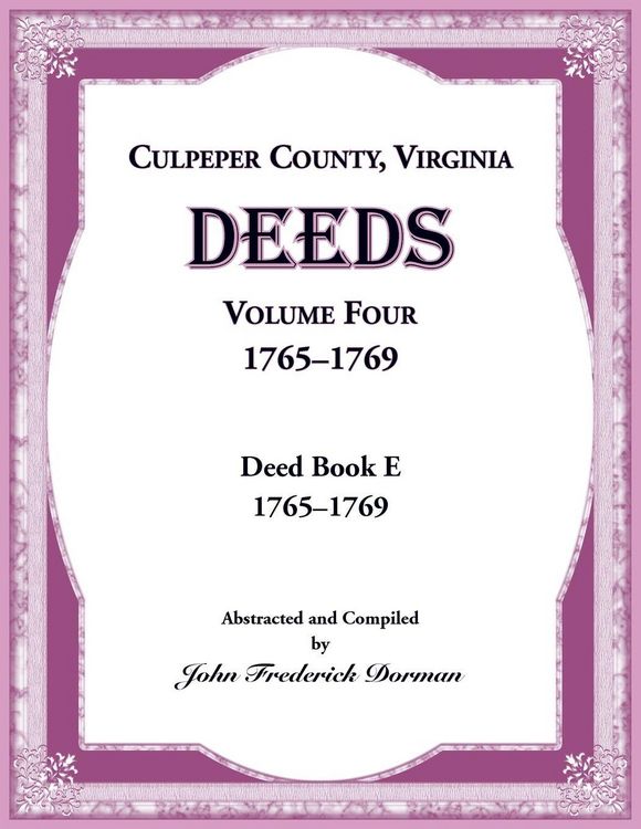 Produktbild: Culpeper County, Virginia Deeds, Volume Four, 1765-1769